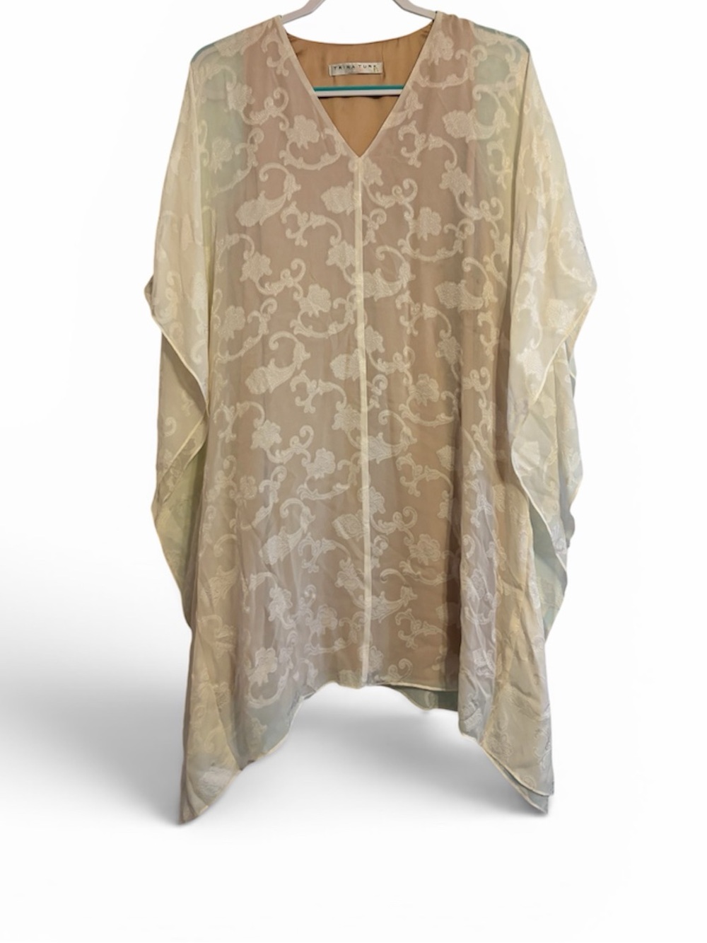 Trina Turk Sheer Silk Caftan Dress with Floral Pattern